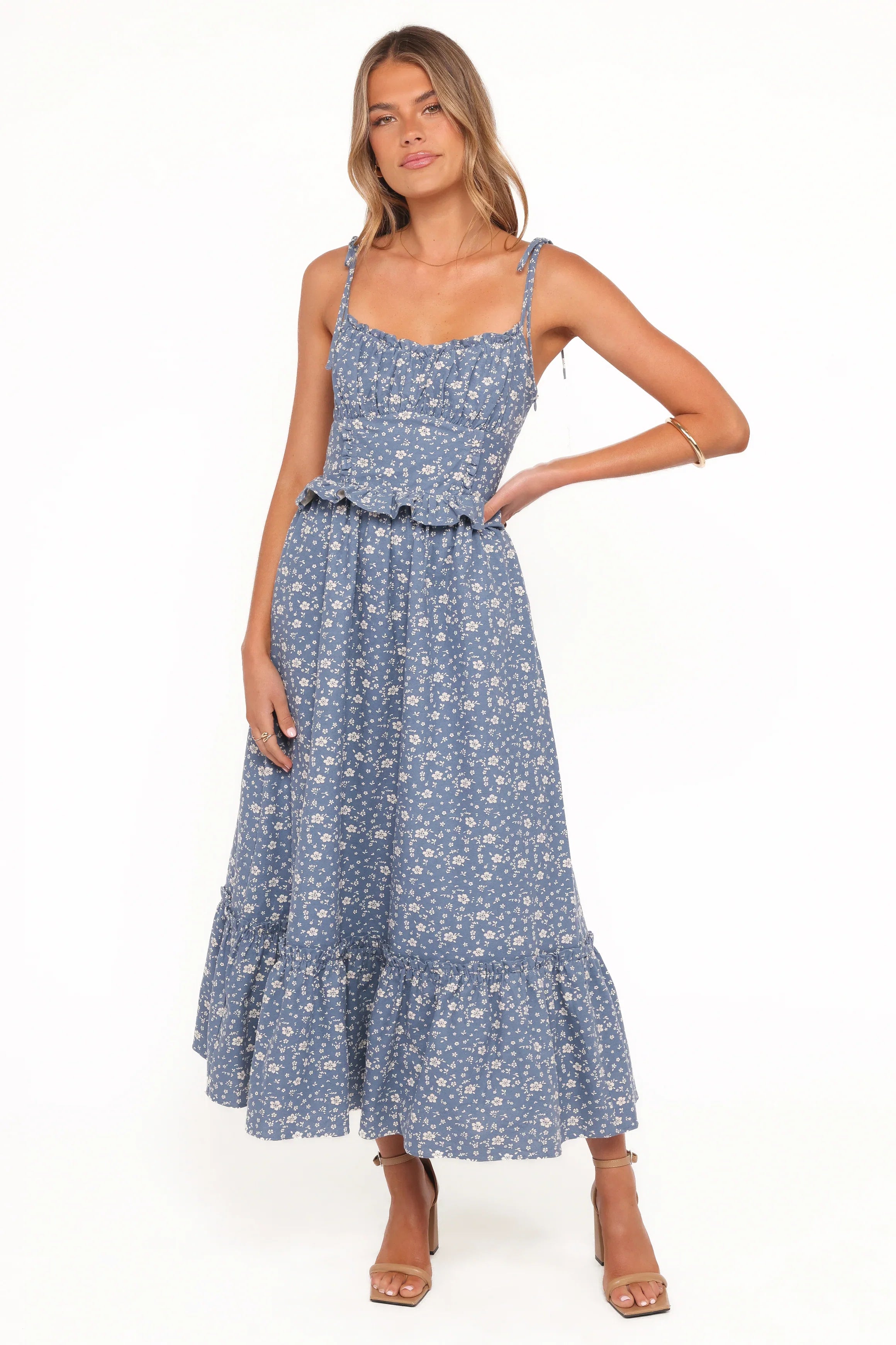 Karie Midi Dress Blue Floral