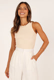 Ari Ribbed Tank Top Beige