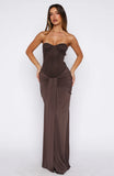 Kiss The Girl Strapless Maxi Dress Chocolate