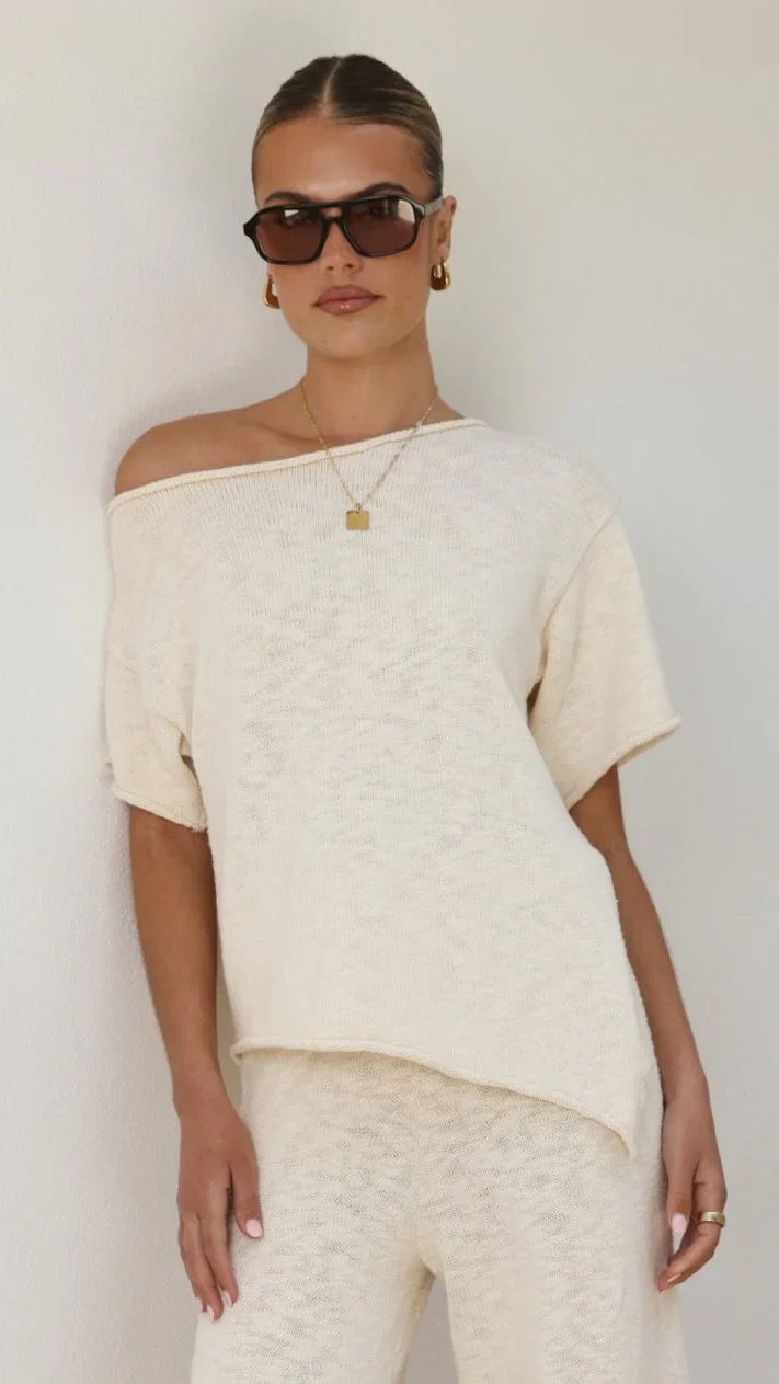 Cascadia Off Shoulder T Shirt Cream