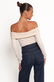 Thomsie Off Shoulder Knit Top Ivory