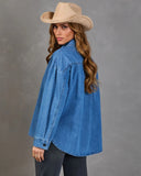 Blue Treasure Denim Button Down Top