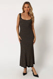 Henry Striped Midi Dress Black Beige