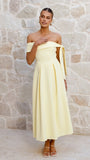 Bentley Off Shoulder Midi Dress Lemon