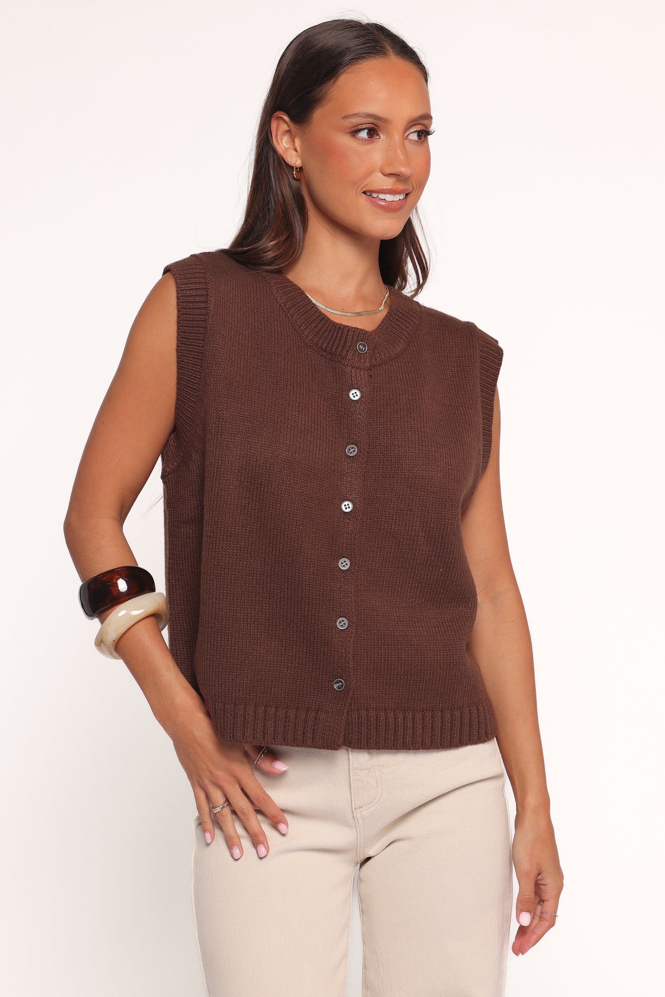 Weston Knit Vest Dark Chocolate