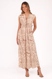 Safira Midi Dress Brown Paisley