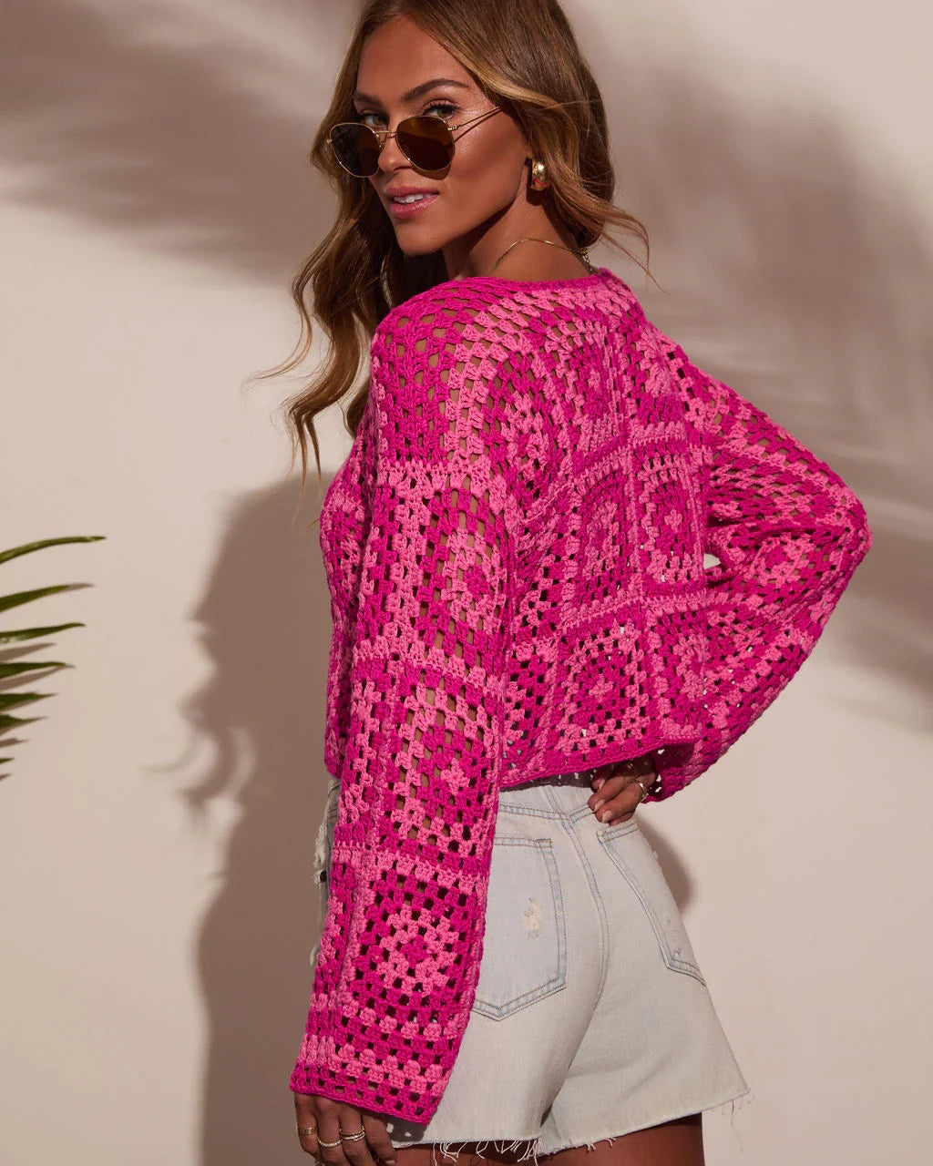 Elisa Knit Crochet Long Sleeve Top