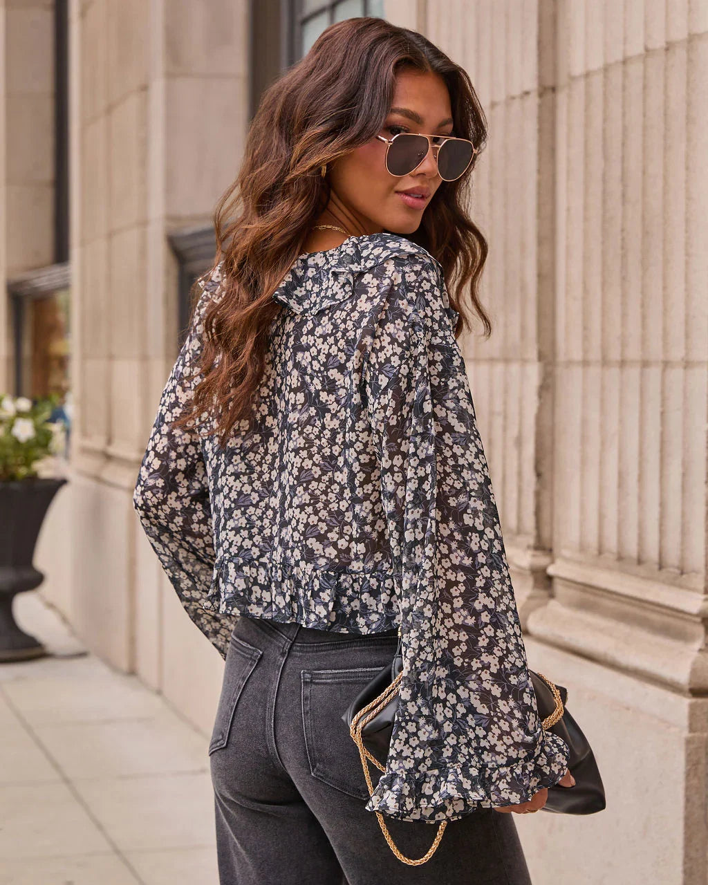 Lovers Bloom Floral Ruffle Blouse
