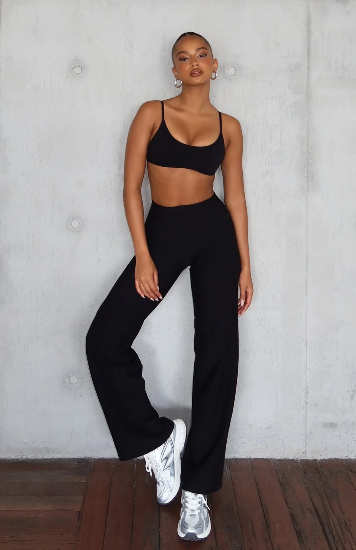 Crushing Mid Wide Leggings Black