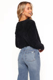 Tavan Crop Button Front Cardigan Black