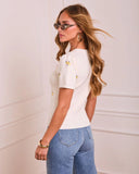 Sculpted Bloom Knit Embroidered Floral Top
