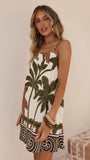 Bethani Mini Dress Green Beige Palm