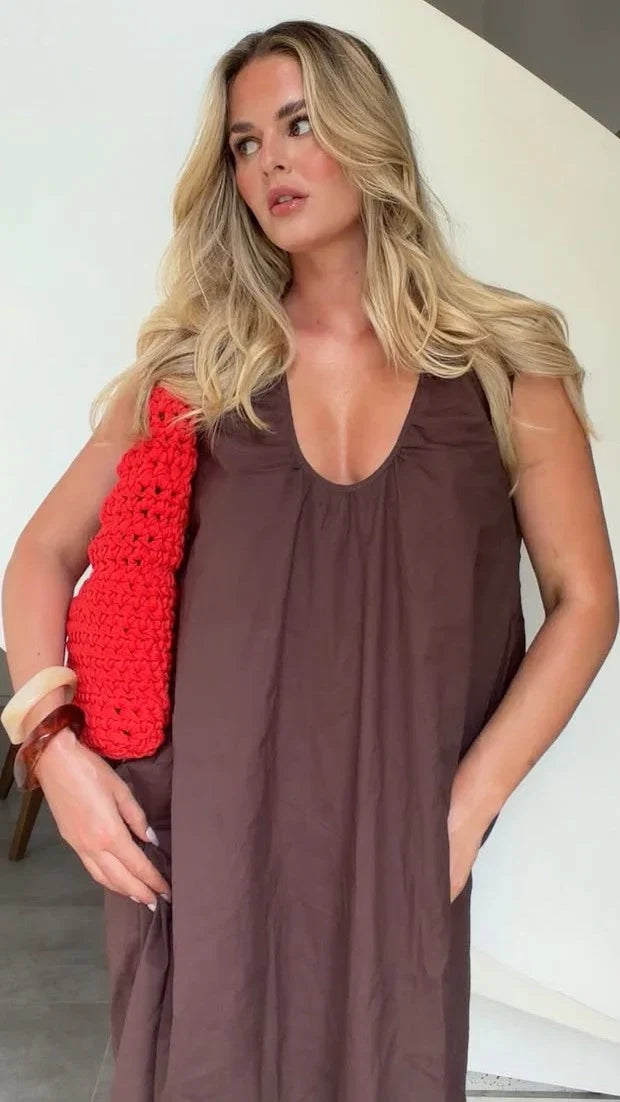 Vanessa Oversized Mini Dress Chocolate