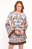 Megan Mini Dress Ivory Brown Blue