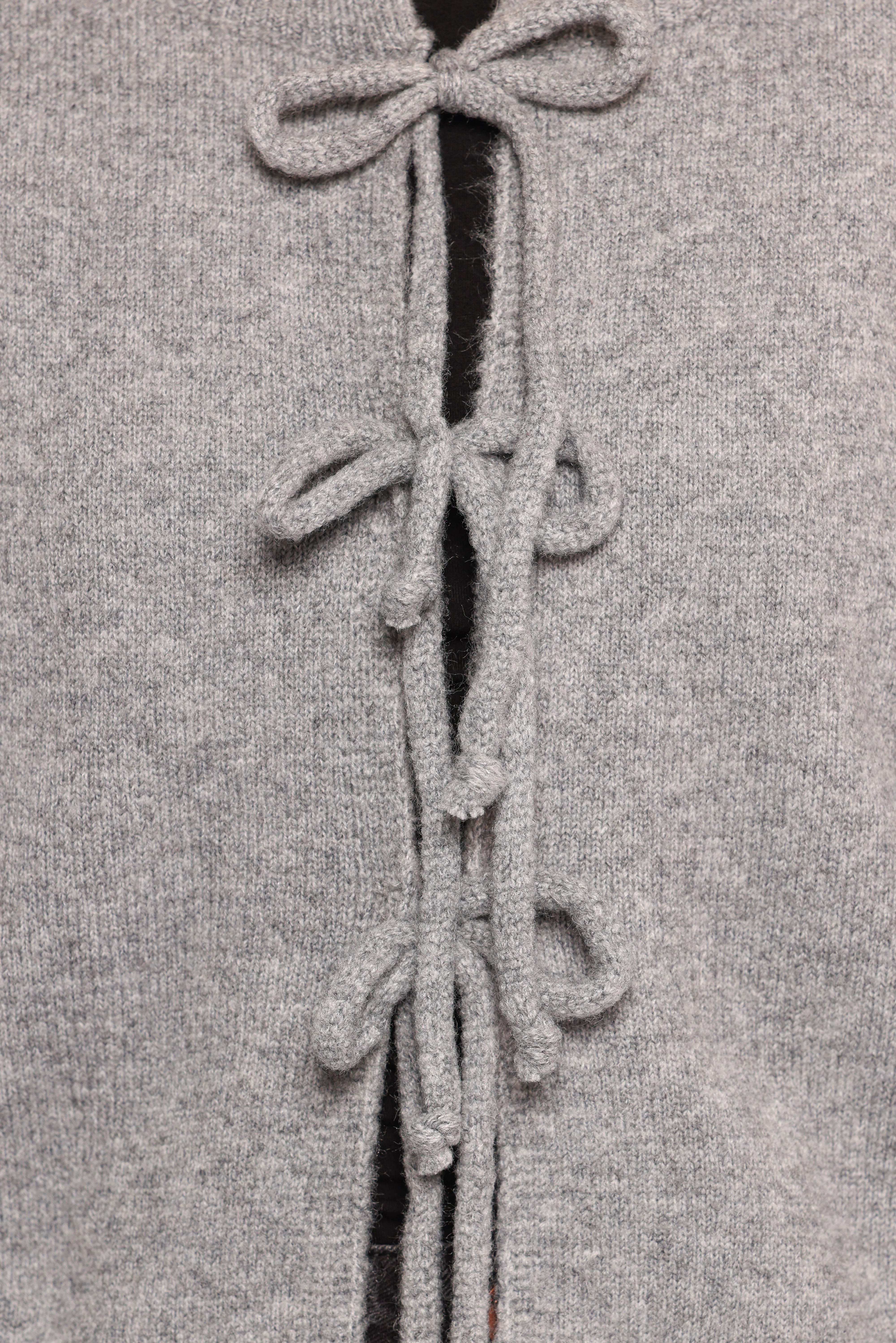 Neri Bow Tie Front Cardigan Grey