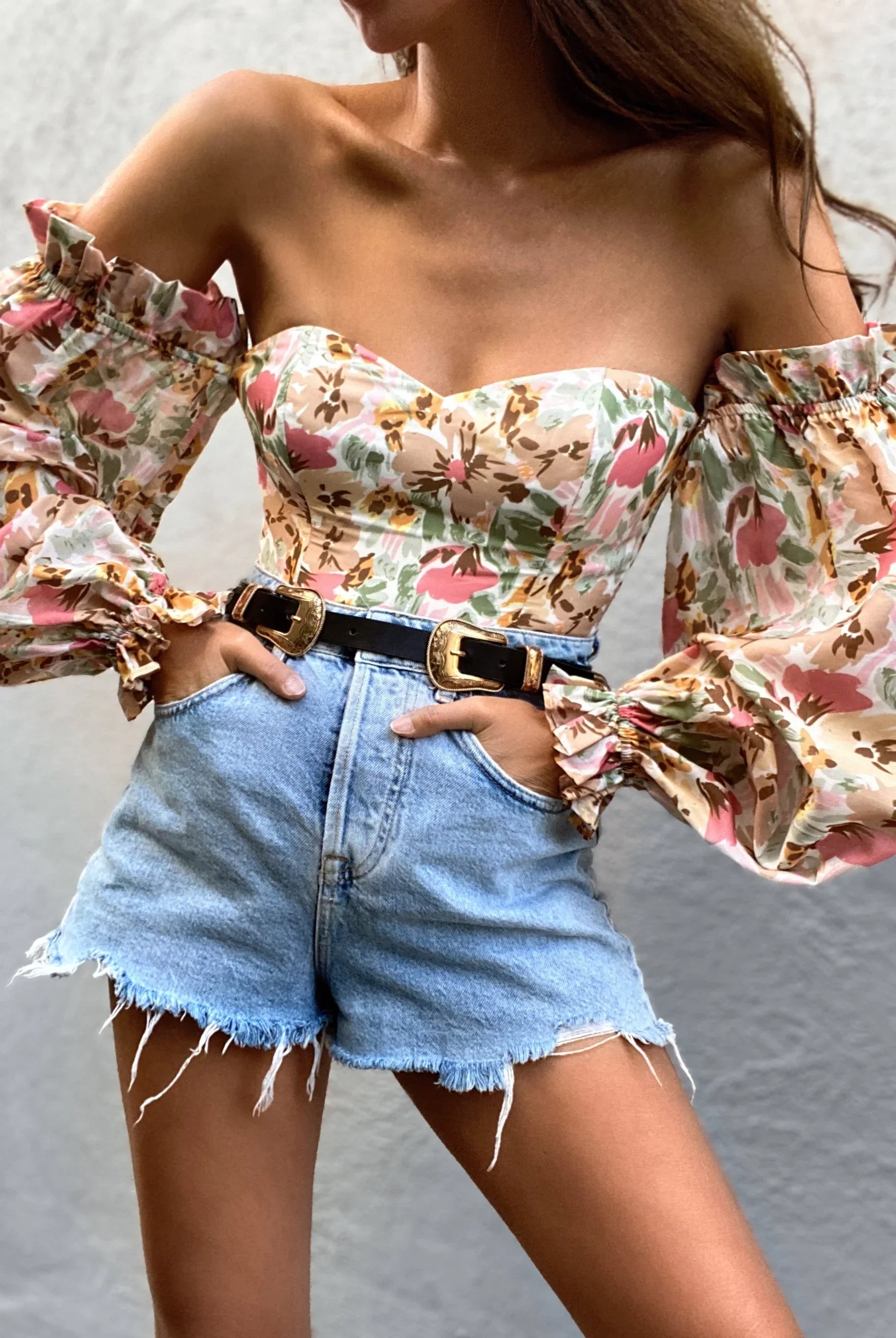Acantha Bodysuit Beige Floral