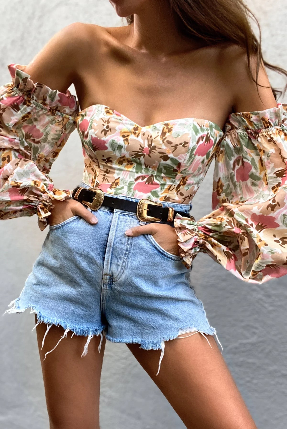 Acantha Bodysuit Beige Floral