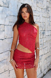 Its A Love Story Lace Mini Skort Berry