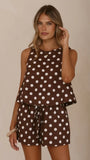 Charmain Top Chocolate White Polka Dot