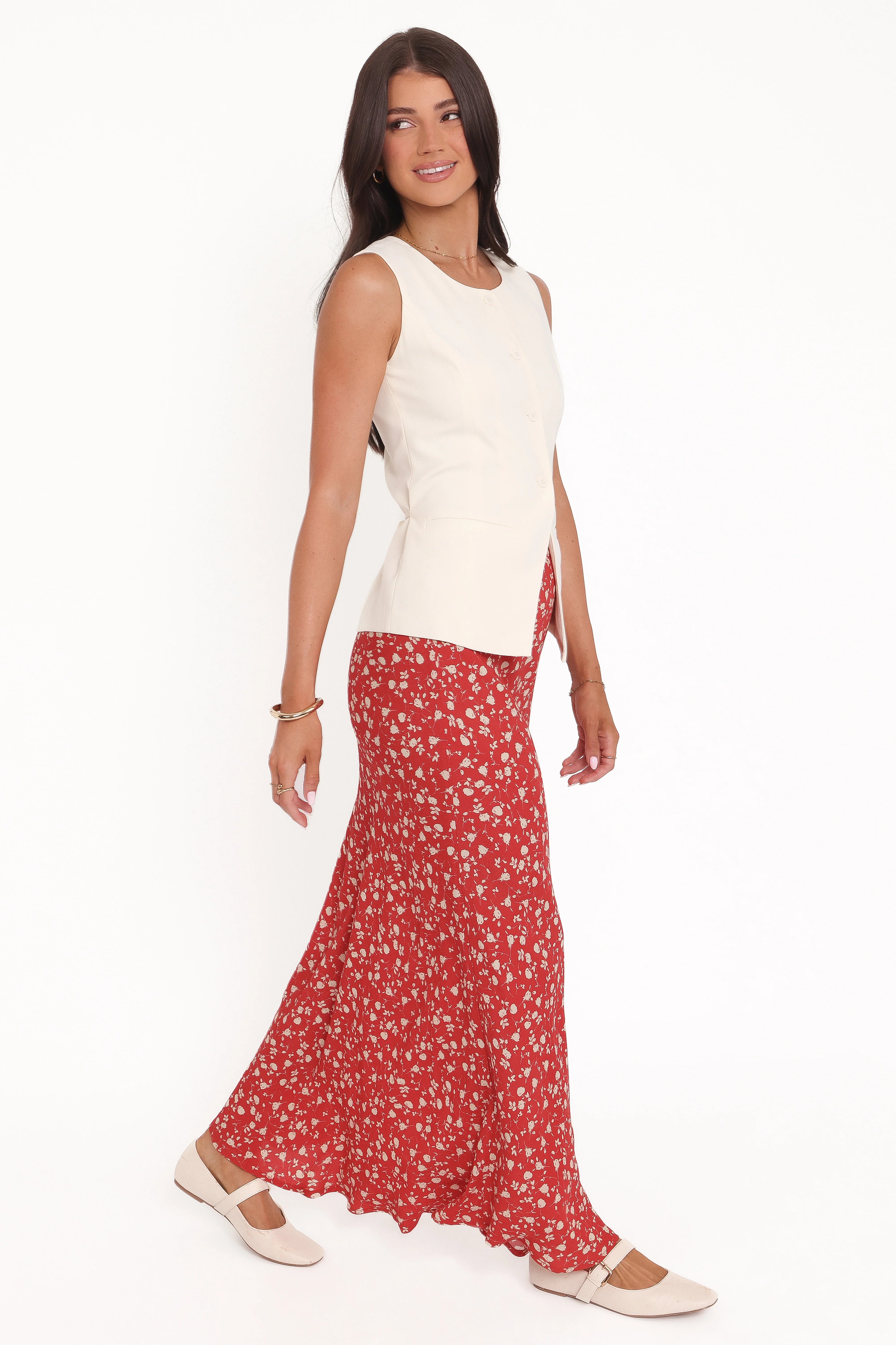 Zoella Maxi Skirt Red Floral
