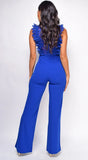 Vanna Crochet Flared leg Jumpsuit Blue