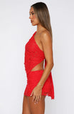 Its A Love Story Lace Mini Skort Red