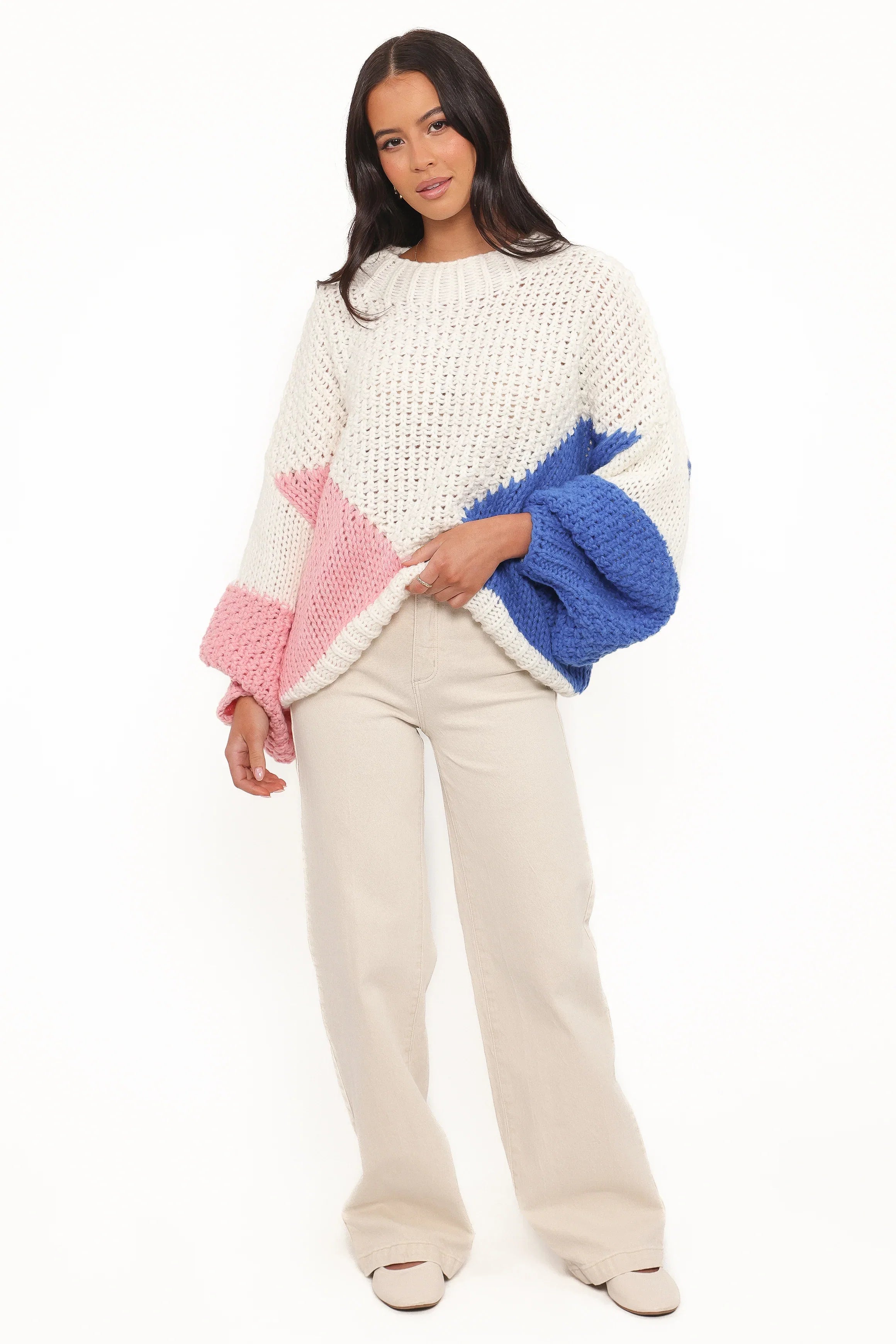 Koda Pattern Knit Sweater White Multi