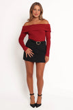Thomsie Off Shoulder Knit Top Berry