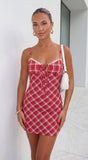 Cherry Lane Plaid Mini Dress Red