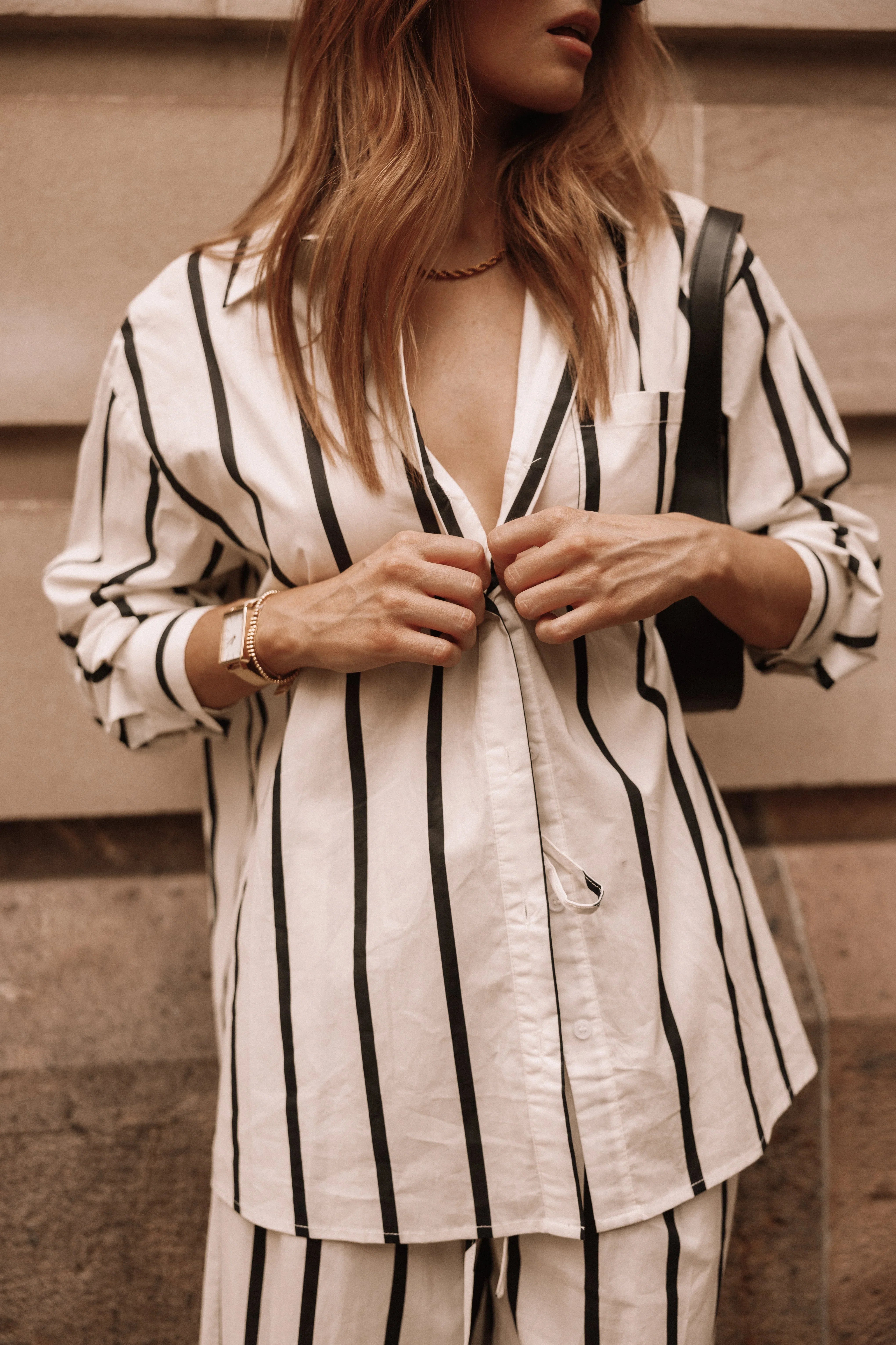 Silvia Button Down Shirt Cream Stripe