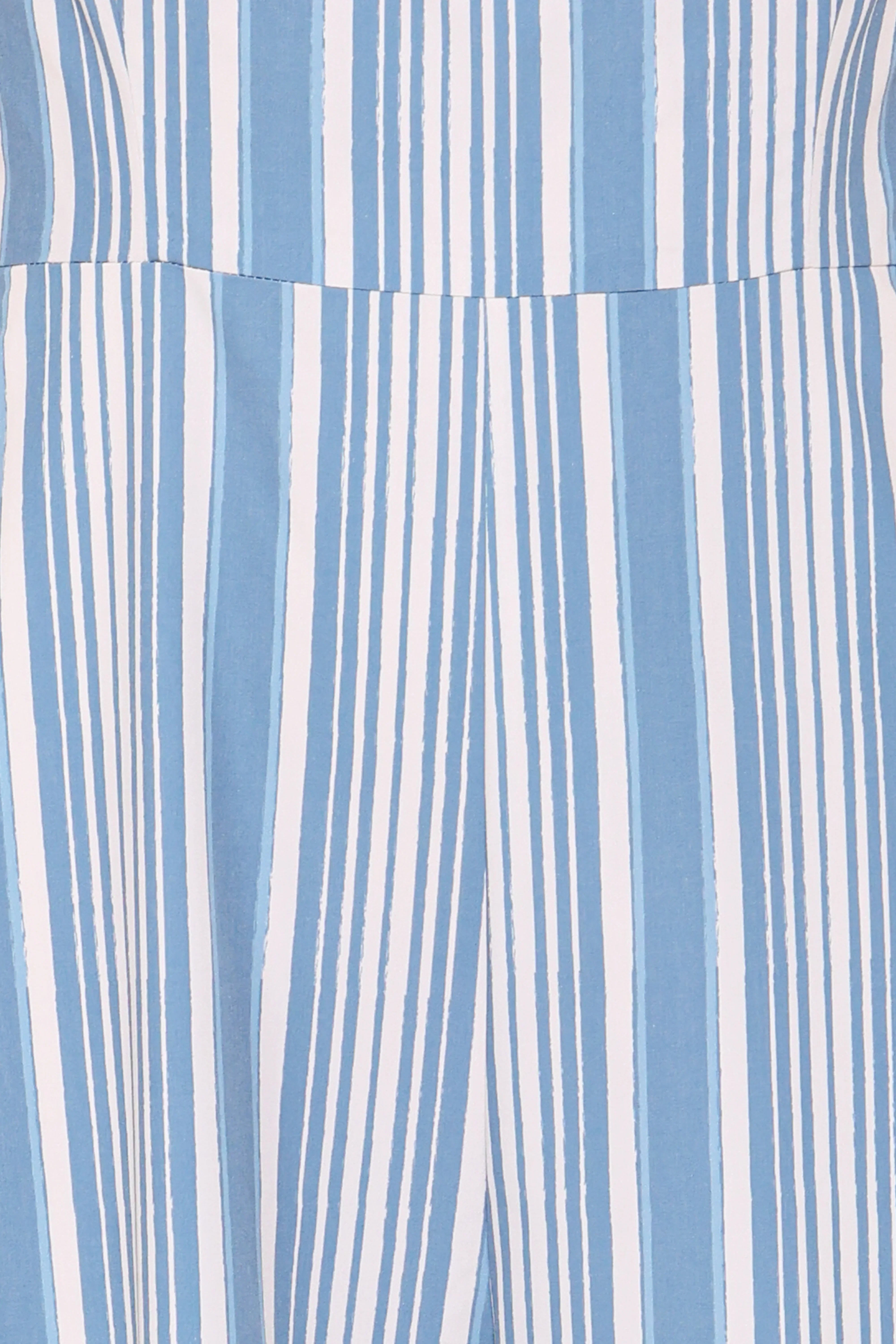 Ella Tie Shoulder Jumpsuit Blue White Stripe