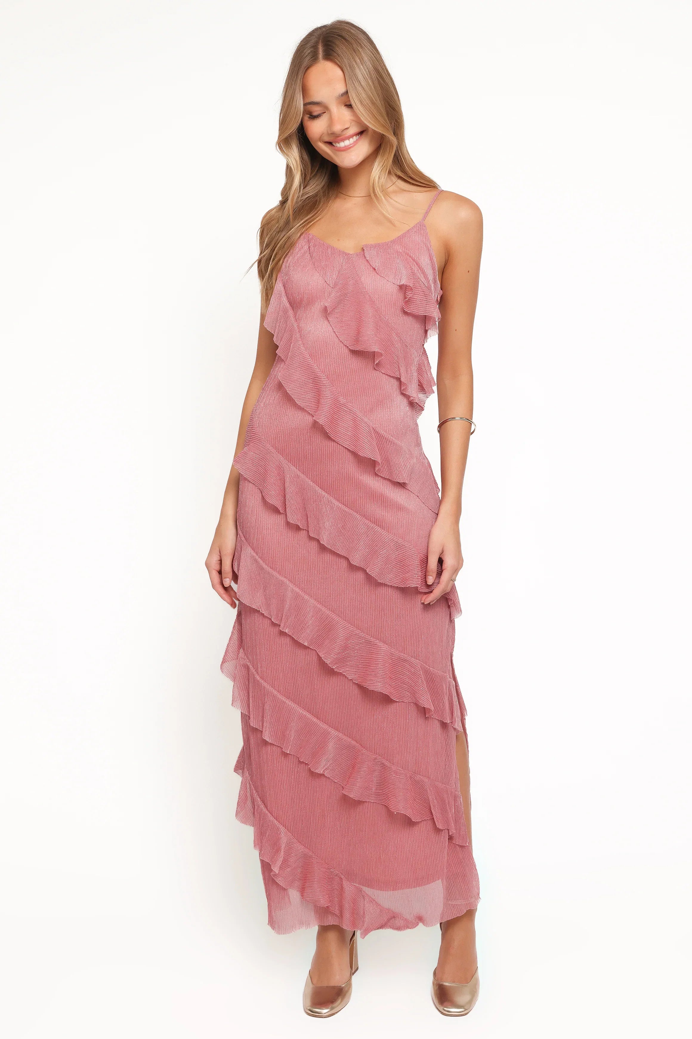 Ciao Ruffles Maxi Dress Pink