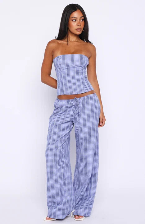 Promise Me This Pants Navy Check