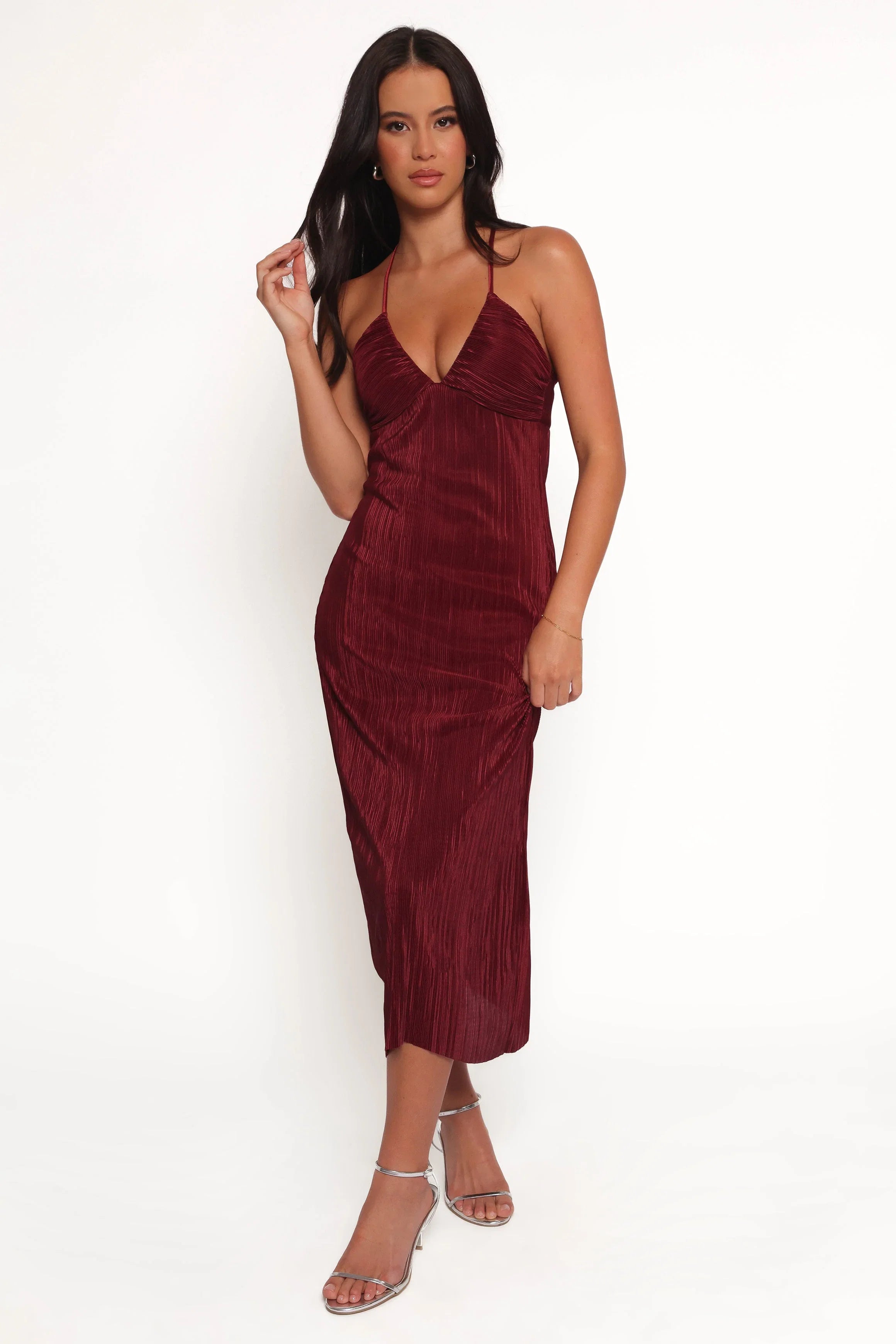 Safi Plisse Maxi Dress Wine