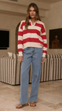 Kodi Sweater Red Beige Stripe