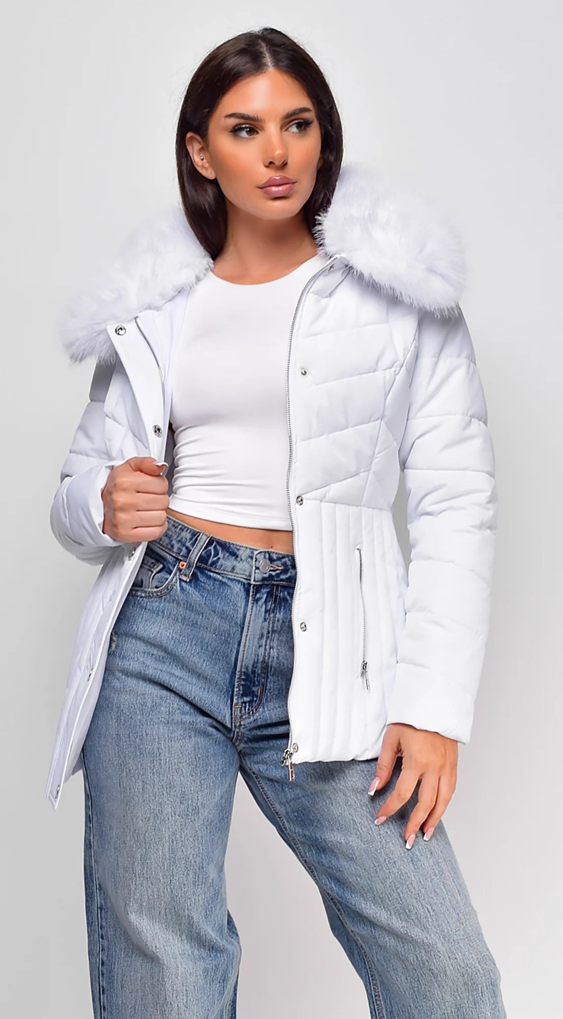 Veda Puffer Coat White