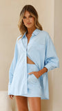 Charla Button Up Top Blue