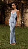 Yasmeen Tie Front Maxi Dress Blue