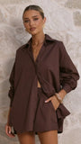 Rebekah Long Sleeve Button Up Shirt Chocolate