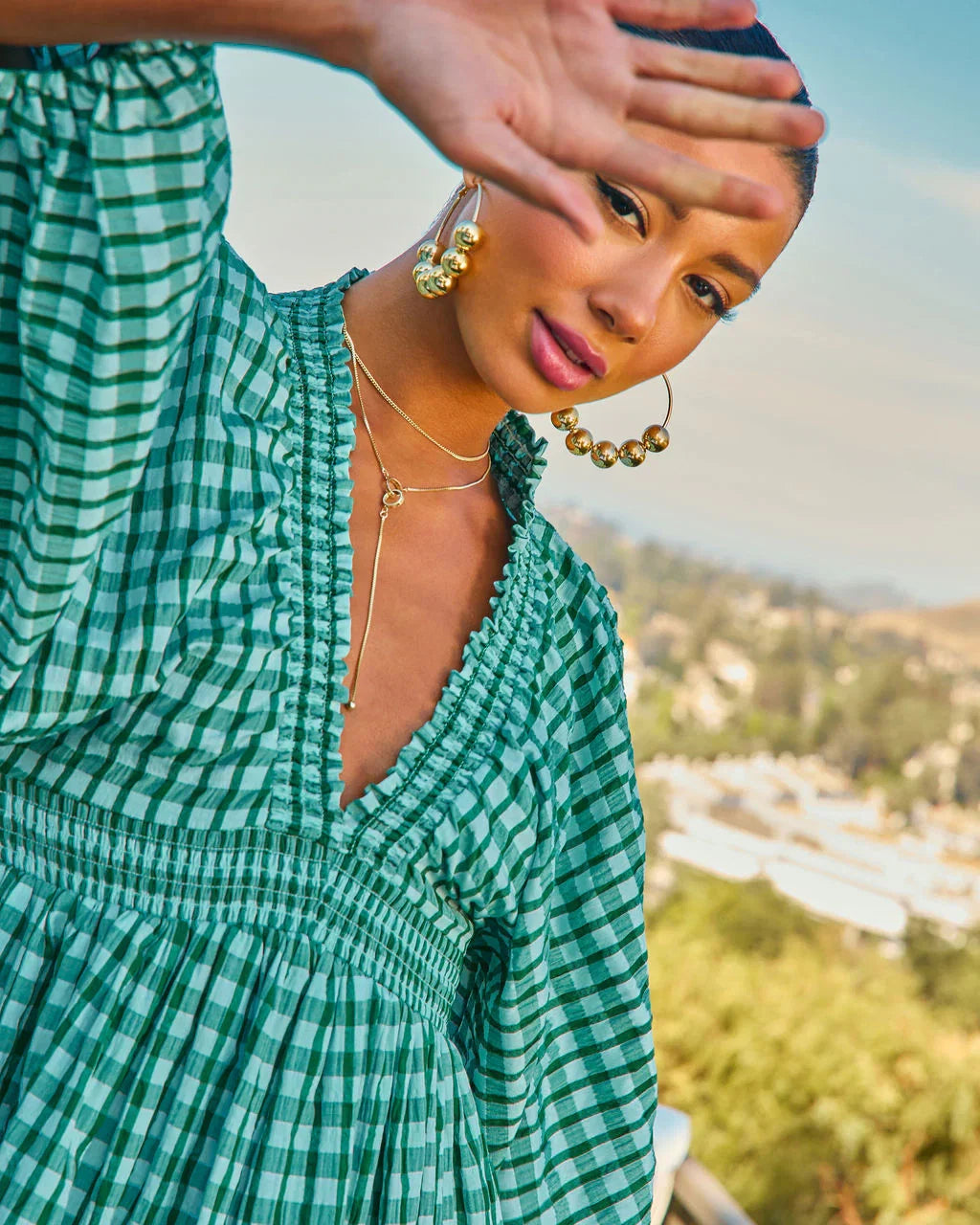 Alyasia Gingham Print Mini Dress