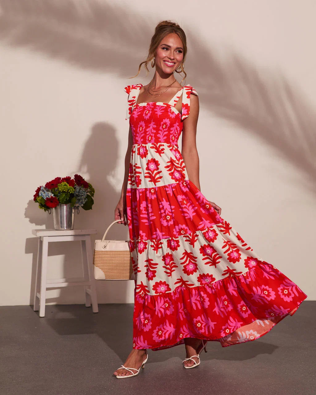 Summer Dreaming Floral Color Block Maxi Dress