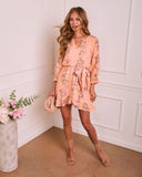 Soft Spoken Letter Floral Wrap Mini Dress