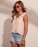 Gentle Style Ruffle Trim Top
