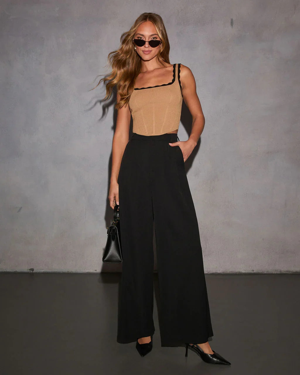 On The Rise Contrast Scallop Trim Tank