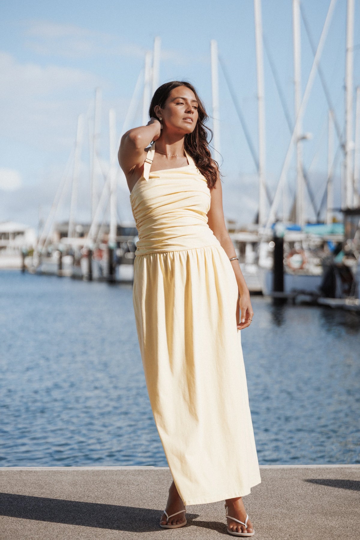 Emalia Halter Maxi Dress Pale Yellow