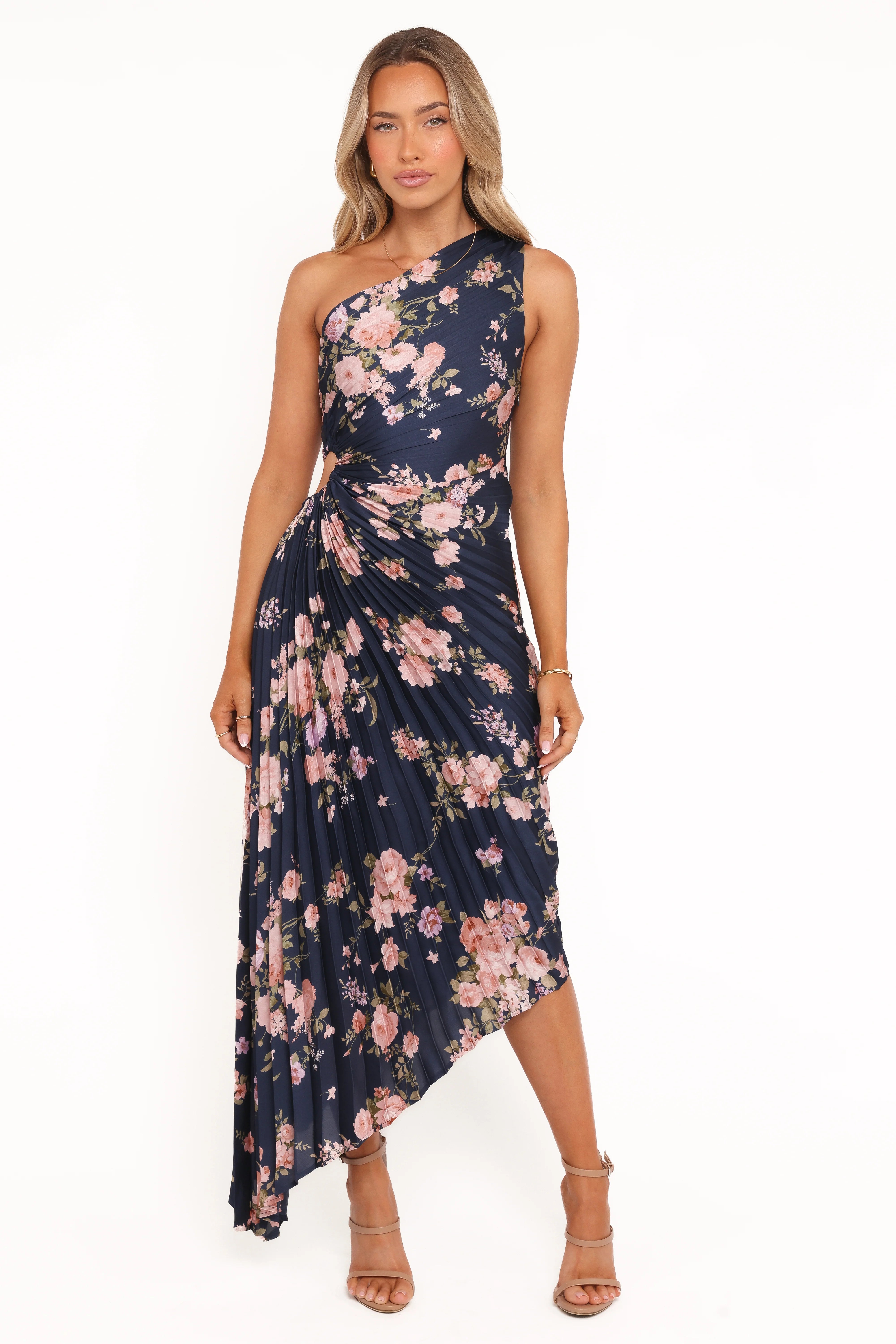 Kleo One Shoulder Maxi Dress Navy Floral
