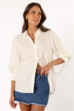 Dylan Long Sleeve Button Up Top White