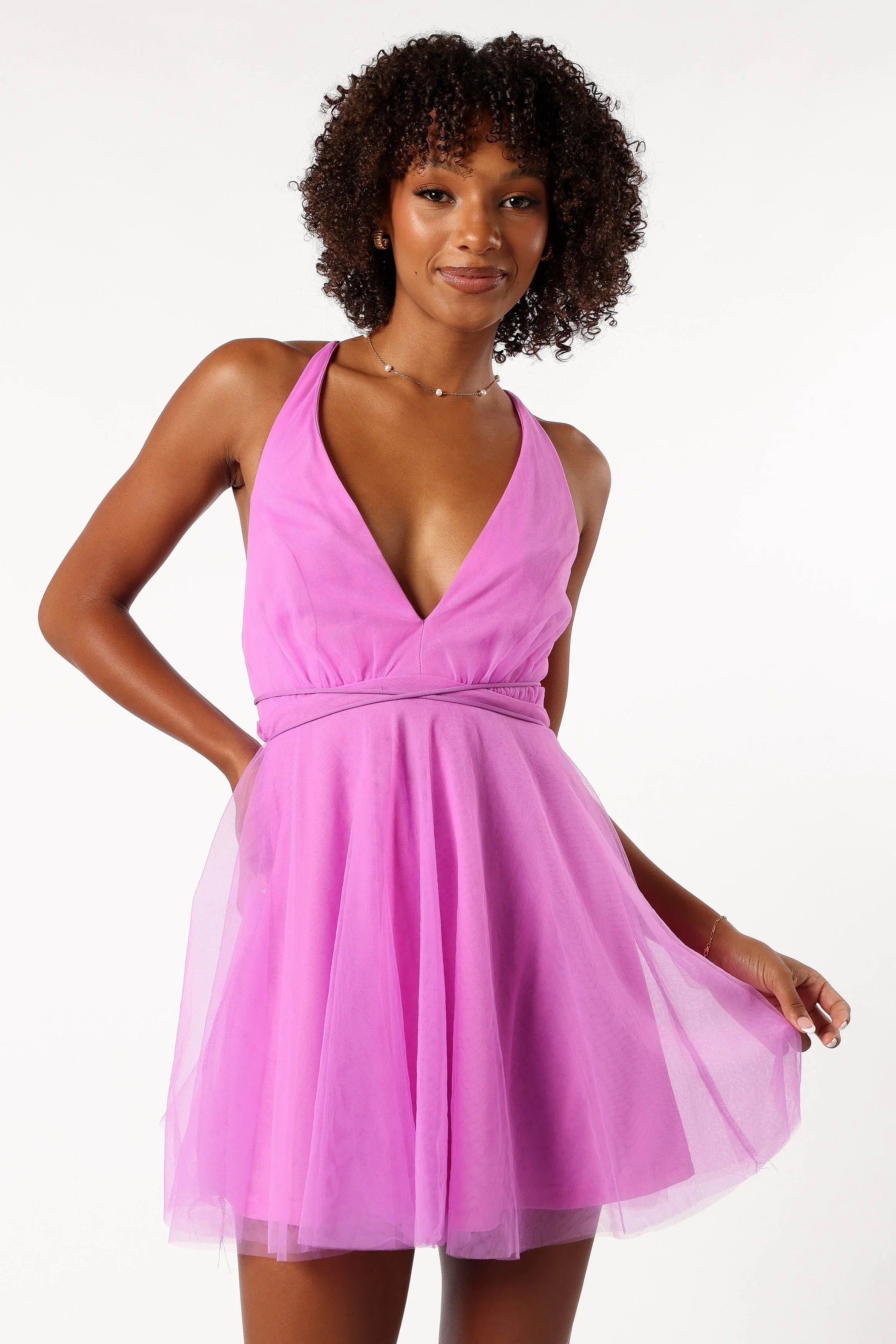 Arlowe Halterneck Mini Dress Lavendar