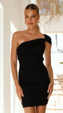 Liana Asymmetrical Mini Dress Black