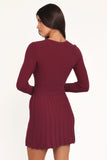 Darlina Long Sleeve Mini Dress Burgundy